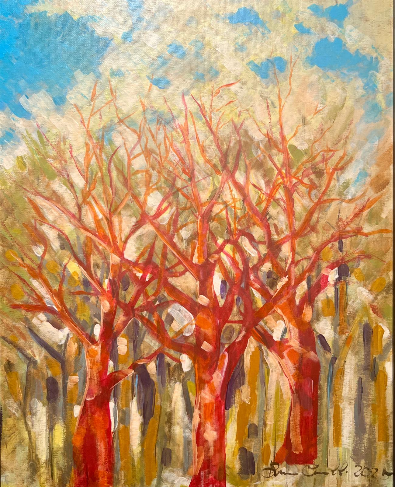 Opera BC-04: alberi con fogliame rosso-arancio